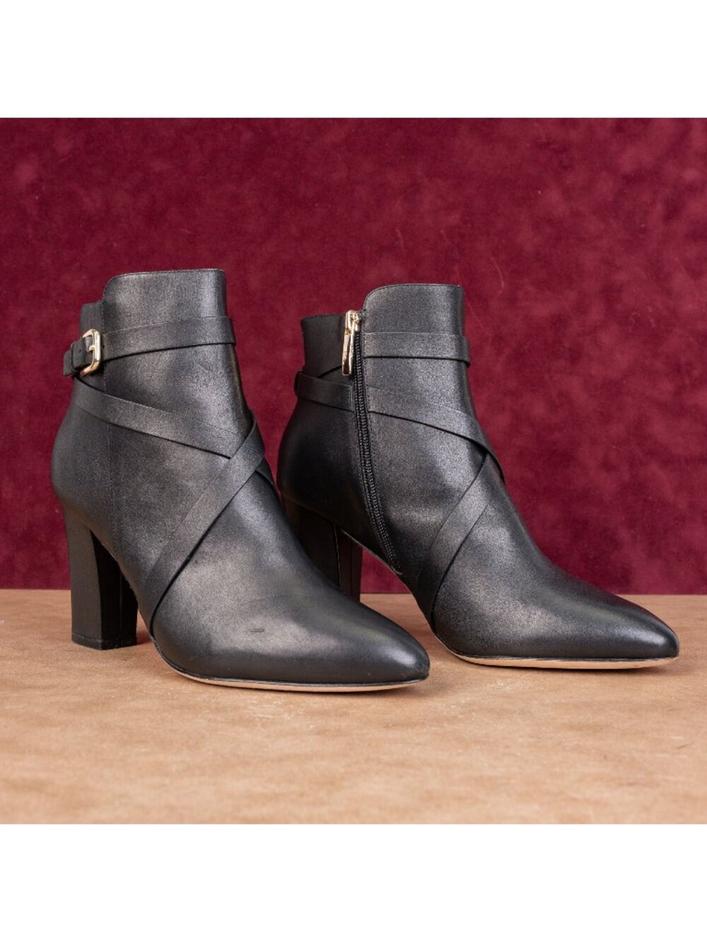 L'Agence Women Franci Black Leather Buckle Fashion Dressy Heel Boots sz 9.5